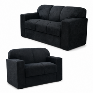 Conjunto de Sofá Rio 2 e 3 Lugares JM - Suede Preto