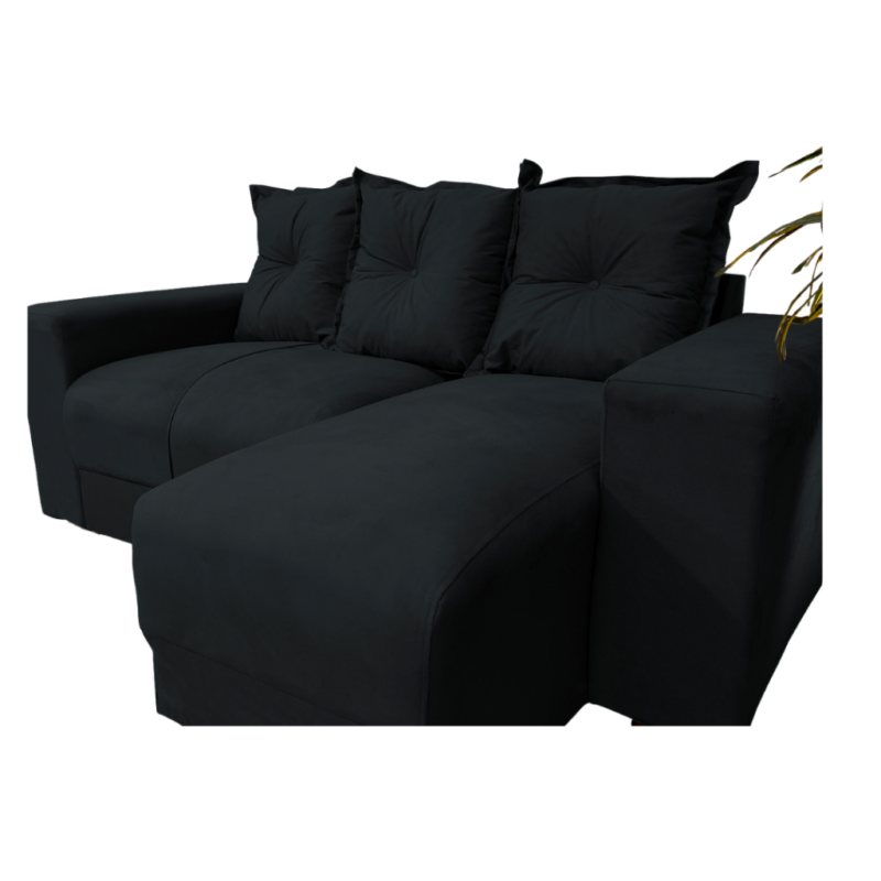 Alternative view of Sofá 2 Lugares com Chaise JM - Suede Preto