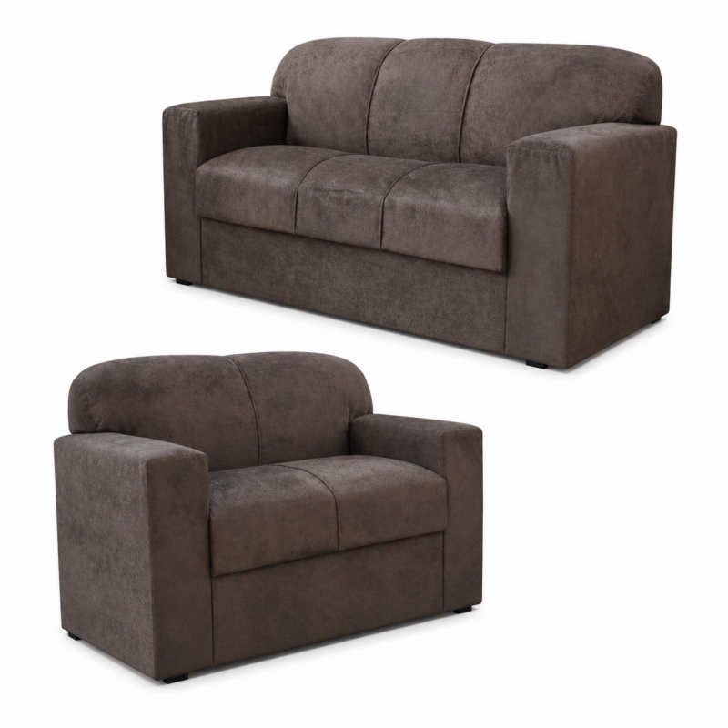 Conjunto de Sofá Rio 2 e 3 Lugares JM - Suede Marrom
