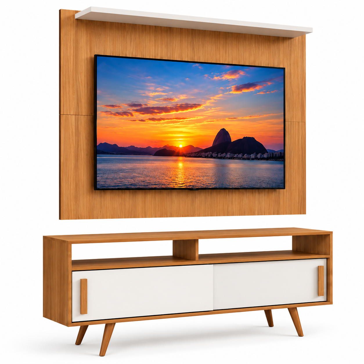 Conjunto Rack e Painel para Tv até 65 Polegadas Filadélfia e Nevada - Freijó Off