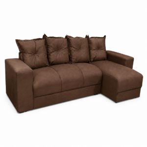 Estofado 3 Lugares Com Chaise JM - Suede Marrom