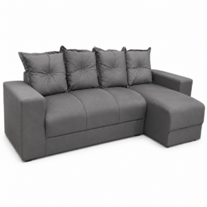 Estofado 3 Lugares Com Chaise JM - Suede Cinza