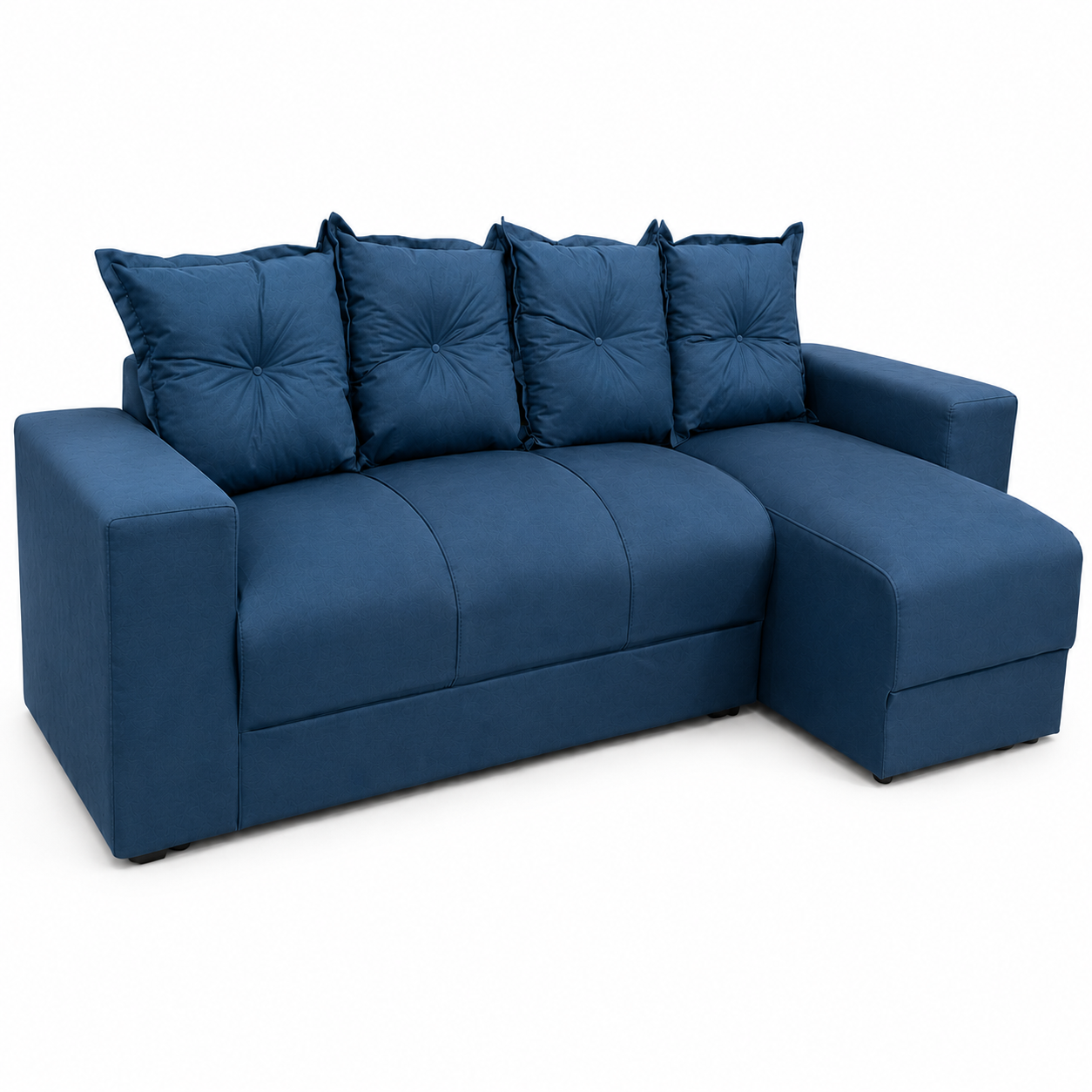 Estofado 3 Lugares Com Chaise JM - Suede Azul