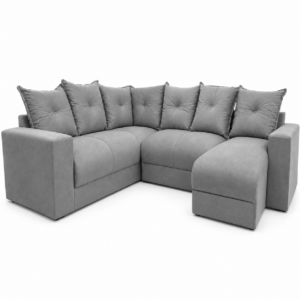 Estofado 6 Lugares em L Com Chaise JM - Suede Cinza