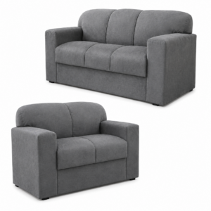 Conjunto de Sofá Rio 2 e 3 Lugares JM - Suede Cinza