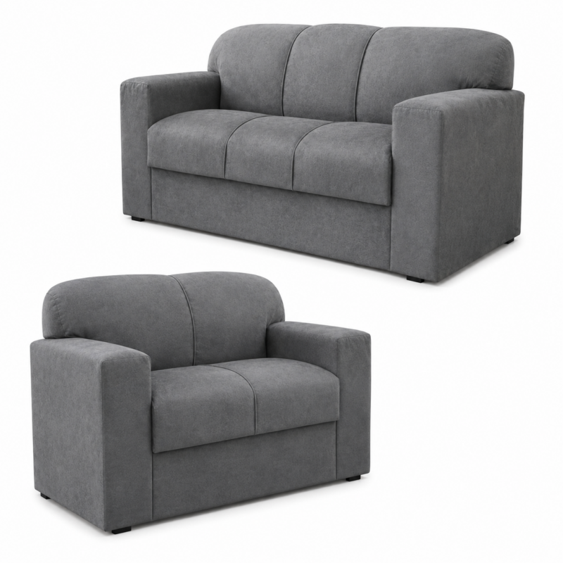 Conjunto de Sofá Rio 2 e 3 Lugares JM - Suede Cinza