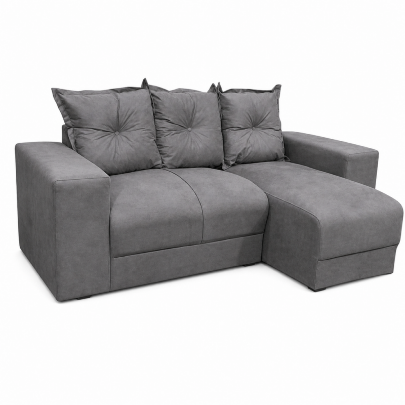 Sofá 2 Lugares com Chaise JM - Suede Cinza