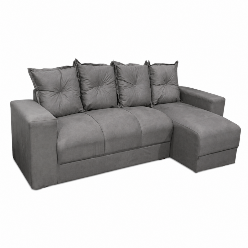 Alternative view of Estofado 3 Lugares Com Chaise JM - Suede Cinza