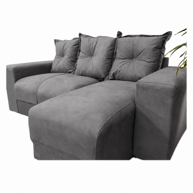Alternative view of Sofá 2 Lugares com Chaise JM - Suede Cinza