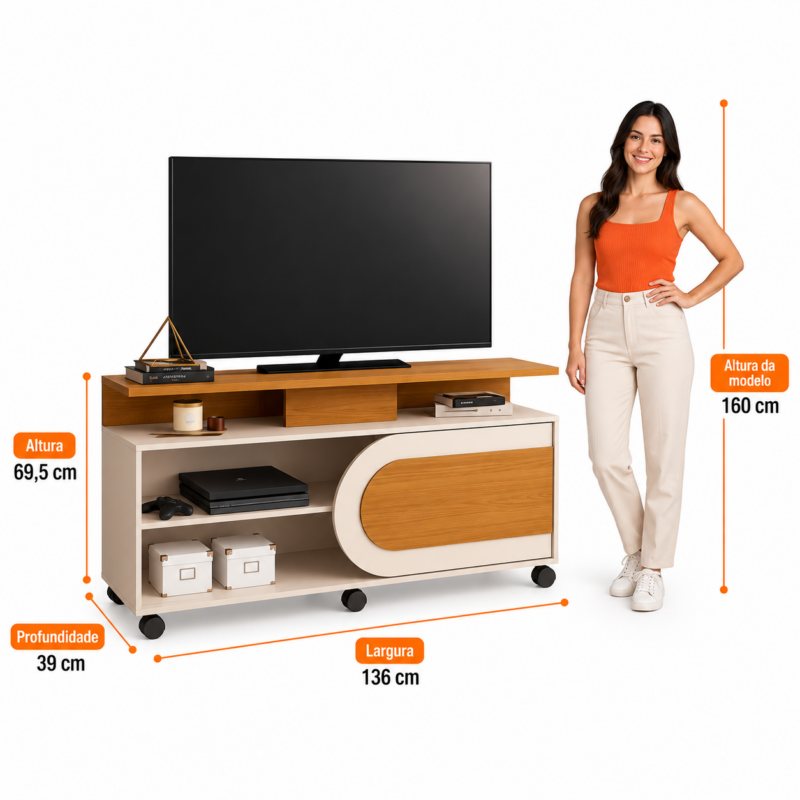 Alternative view of Rack com Rodinhas Orbis para TV ate 55 Polegadas HB - Cinamomo Off