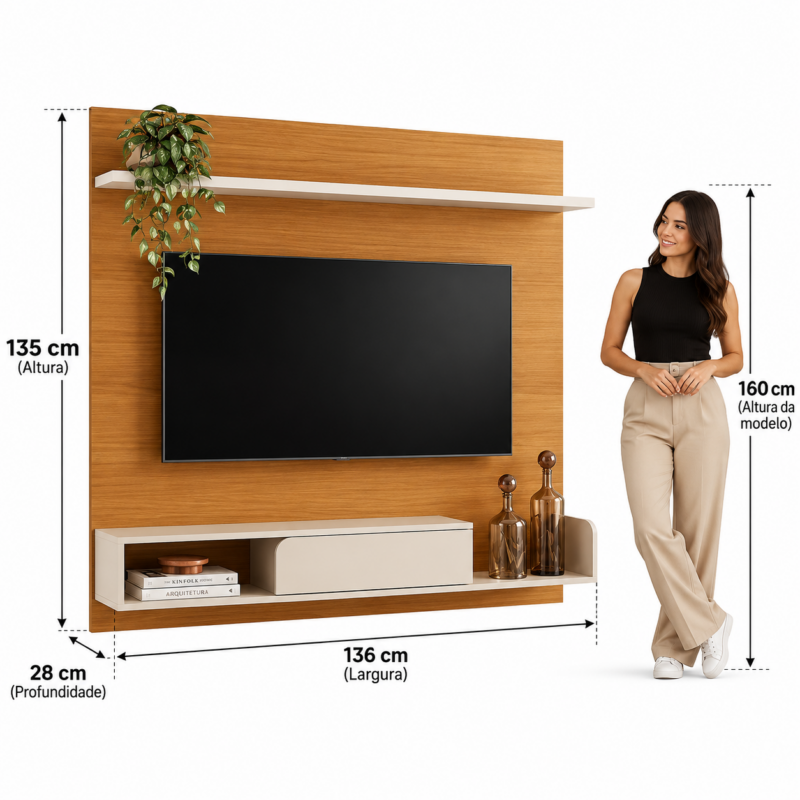 Alternative view of Painel Para TV Suspenso Evo Até 55 Polegadas HB - Cinamomo Off