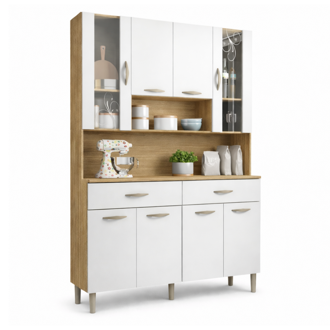 Armário De Cozinha Completa Kit Golden 8 Portas 2 Gavetas - Freijó Supremo