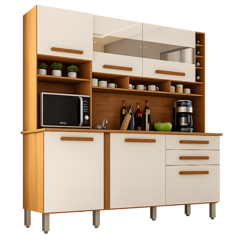 Armário de Cozinha Alexia 6 Portas 2 Gavetas - Cinamomo Off - Imop