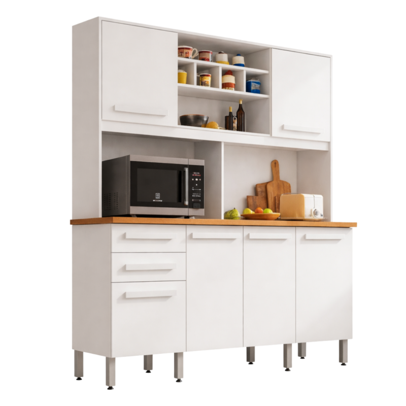 Armário de Cozinha Luna 6 Portas 2 Gavetas Imop - Branco