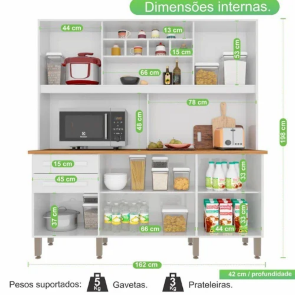 Alternative view of Armário de Cozinha Luna 6 Portas 2 Gavetas Imop - Branco