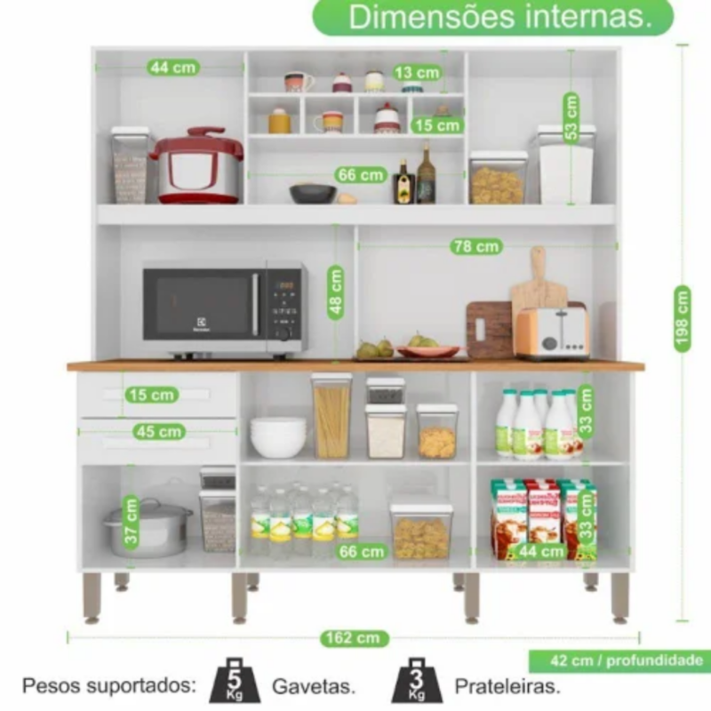 Alternative view of Armário de Cozinha Luna 6 Portas 2 Gavetas Imop - Branco