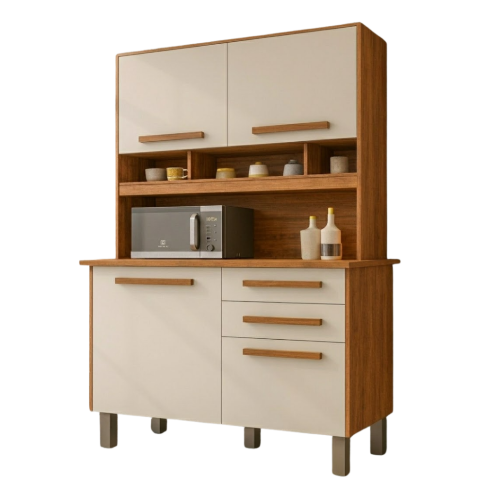 Armário de Cozinha Sofia Plus 4 Portas 2 Gavetas - Cinamomo Off - Imop