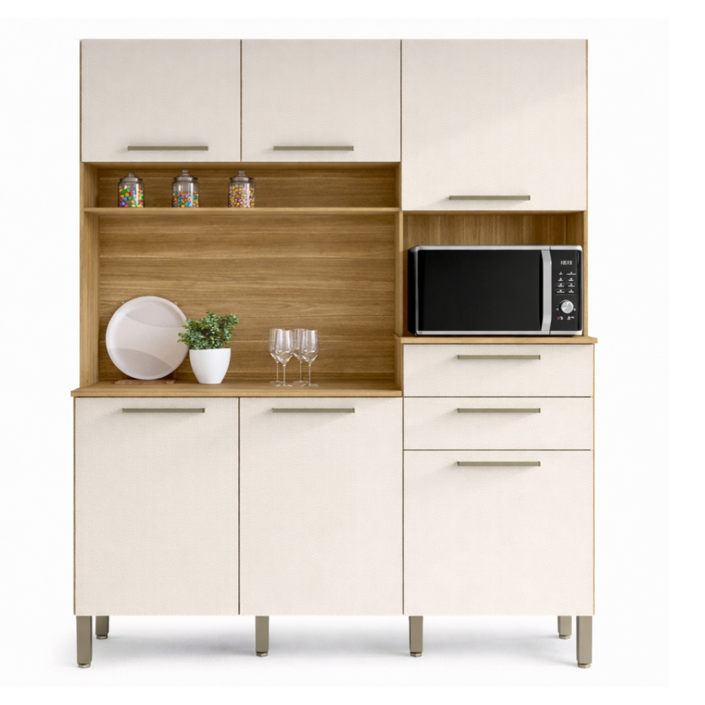 Armário de cozinha completa Montesa 6 portas 2 gavetas - Freijó Supremo - Kits Parana