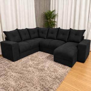 Alternative view of Estofado 6 Lugares em L Com Chaise JM - Suede Preto