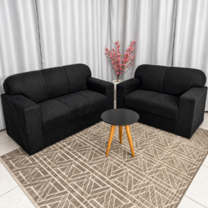 Alternative view of Conjunto de Sofá Rio 2 e 3 Lugares JM - Suede Preto