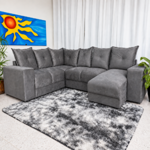 Alternative view of Estofado 6 Lugares em L Com Chaise JM - Suede Cinza
