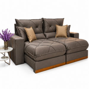 Sofá Retrátil Reclinável 2 metros Gran Bello Suede Marrom – D33 e Molas Ensacadas Cel Estofados