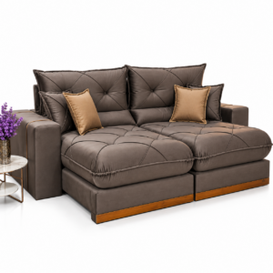 Sofá Retrátil Reclinável 2.30m Gran Bello Suede Marrom – D33 e Molas Ensacadas Cel Estofados