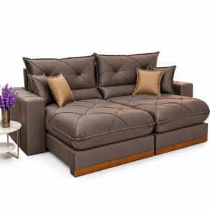 Sofá Retrátil Reclinável 2.5 metros Gran Bello Suede Marrom – D33 e Molas Ensacadas Cel Estofados