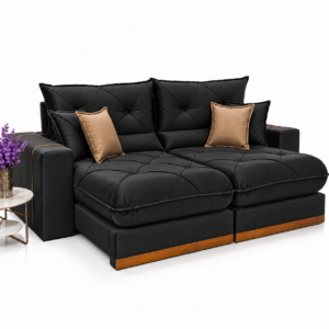 Sofá Retrátil Reclinável 2.30m Gran Bello Suede Preto – D33 e Molas Ensacadas Cel Estofados