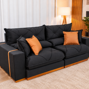Alternative view of Sofá Retrátil Reclinável 2.30m Gran Bello Suede Preto – D33 e Molas Ensacadas Cel Estofados