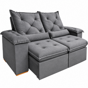 Sofá Retrátil Reclinável Madri 2 Metros Tecido Suede Imperial - Cinza