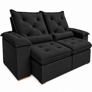 Sofá Retrátil Reclinável Madri 2 Metros Tecido Suede Imperial - Preto
