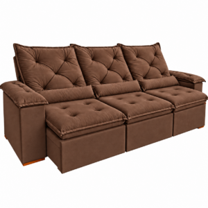 Sofá Retrátil Reclinável Madri 2.70 Metros Tecido Suede Imperial - Marrom