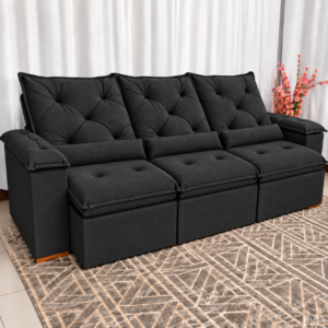 Alternative view of Sofá Retrátil Reclinável Madri 2.70 Metros Tecido Suede Imperial - Preto
