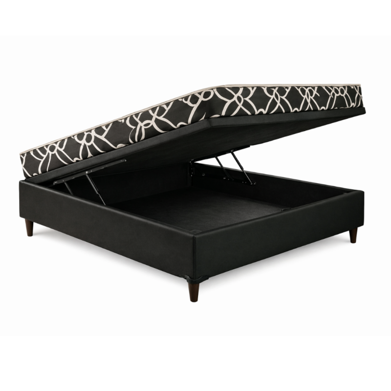 Base Baú casal + Colchão Mônaco Casal Densidade 20 Orthobelo - Corino Preto
