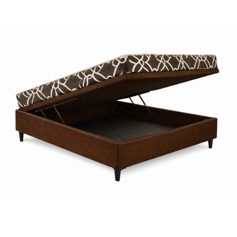 Base Baú casal + Colchão Mônaco Casal Densidade 20 Orthobelo - Suede Marrom
