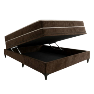 Base Baú casal + Colchão Veneza Casal Molas Ensacadas Orthobelo - Suede Marrom