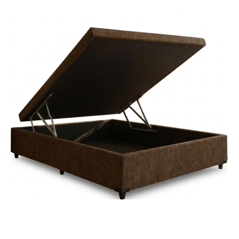 Base Baú para Colchão Casal 138x188cm - Suede Marrom - Orthobelo