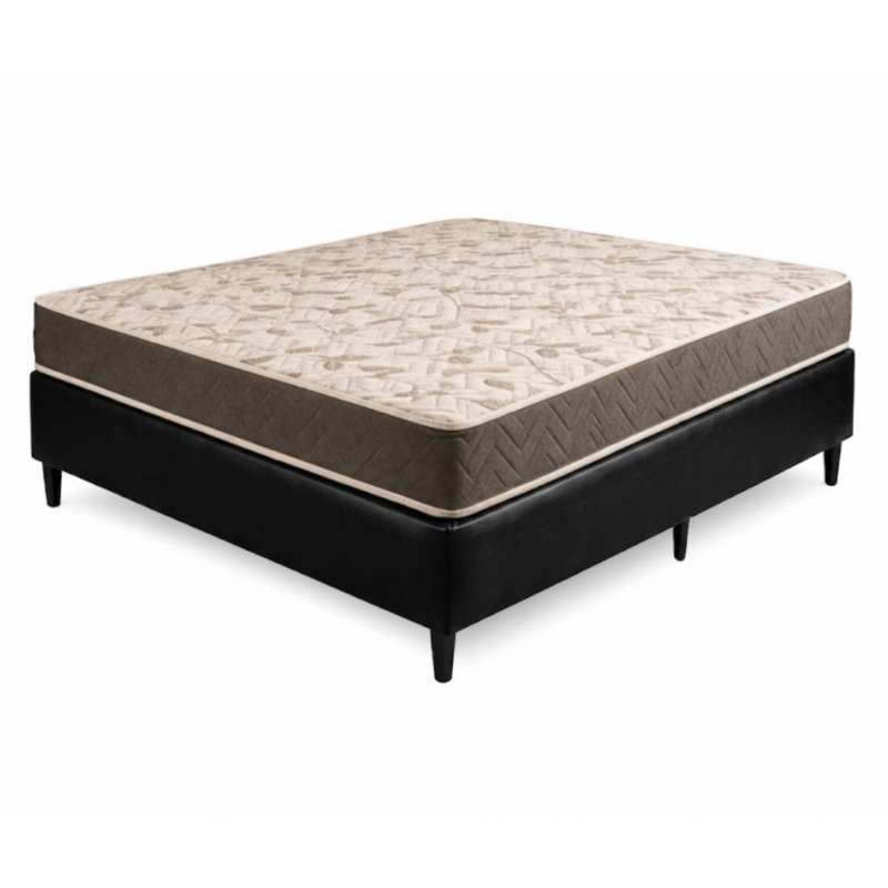 Base para colchão casal + Colchão MaxConfort Casal Densidade 33 Orthobelo - Corino Preto