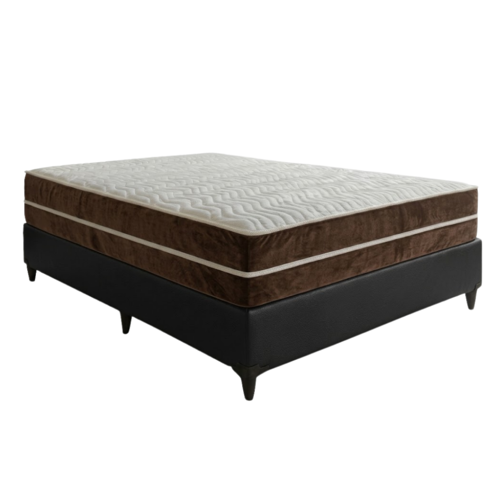 Base para colchão casal + Colchão Veneza Casal Molas Ensacadas Orthobelo - Corino Preto