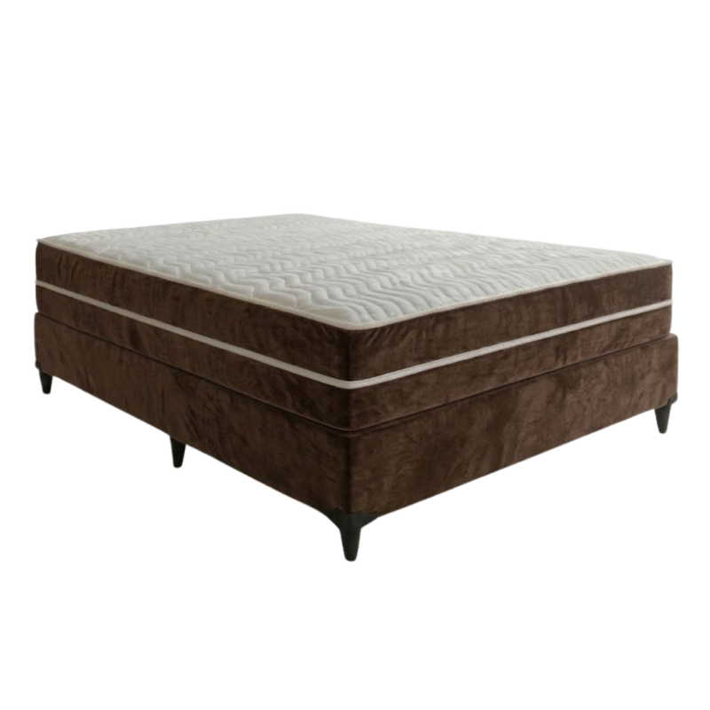 Base para colchão casal + Colchão Veneza Casal Molas Ensacadas Orthobelo - Suede Marrom