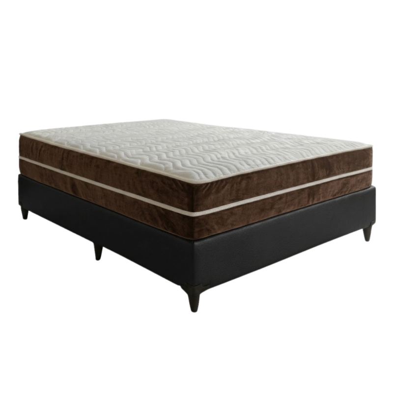 Base para colchão casal + Colchão Veneza Casal Molas Ensacadas Orthobelo - Corino Preto