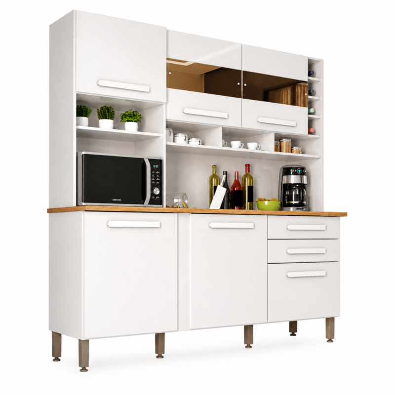 Armário de Cozinha Alexia 6 Portas 2 Gavetas - Branco - Imop