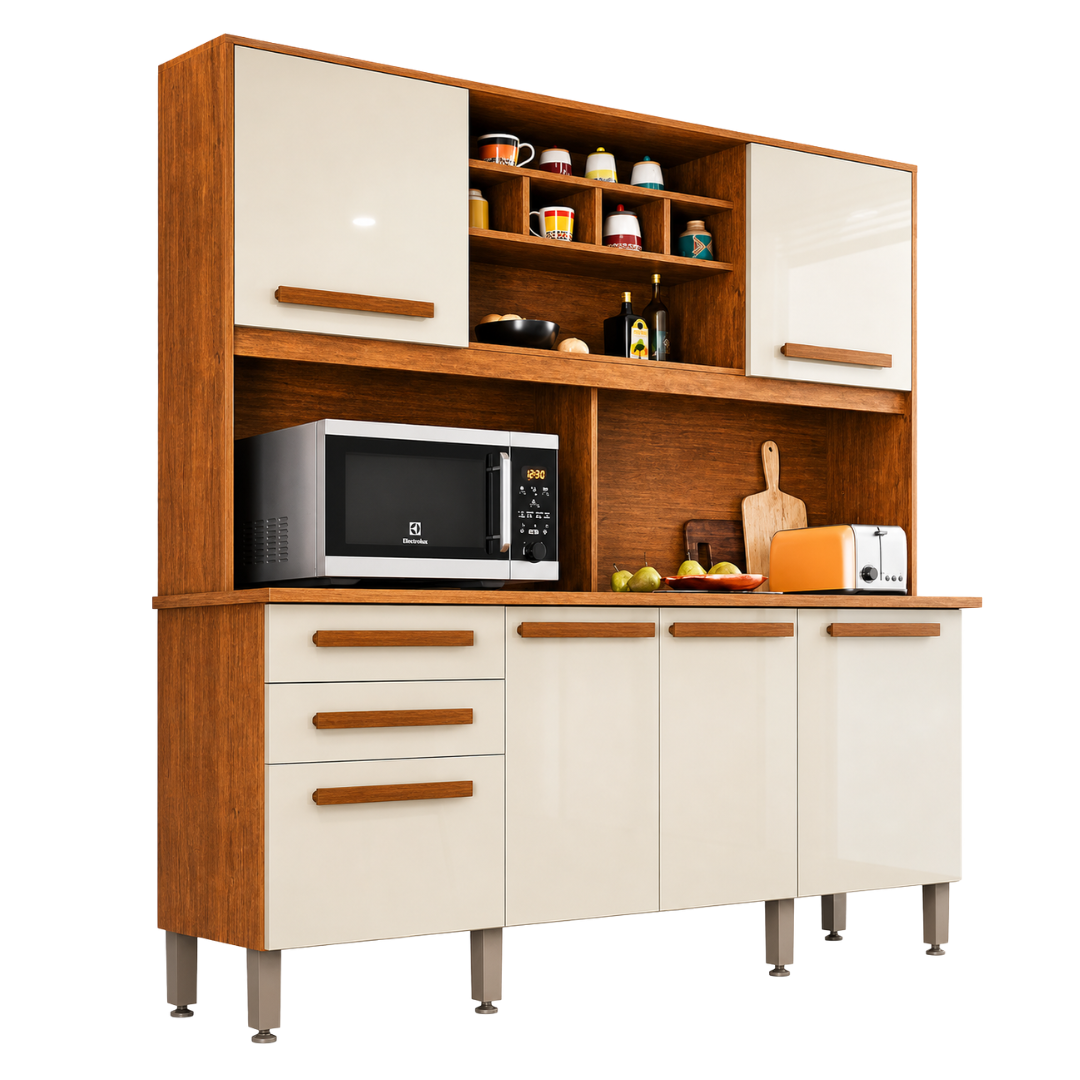 Armário de Cozinha Luna 6 Portas 2 Gavetas Imop - Cinamomo Off