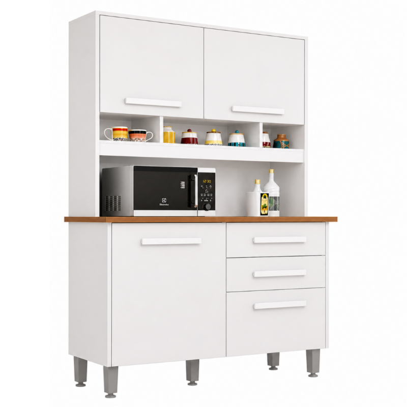Armário de Cozinha Sofia Plus 4 Portas 2 Gavetas - Branco - Imop