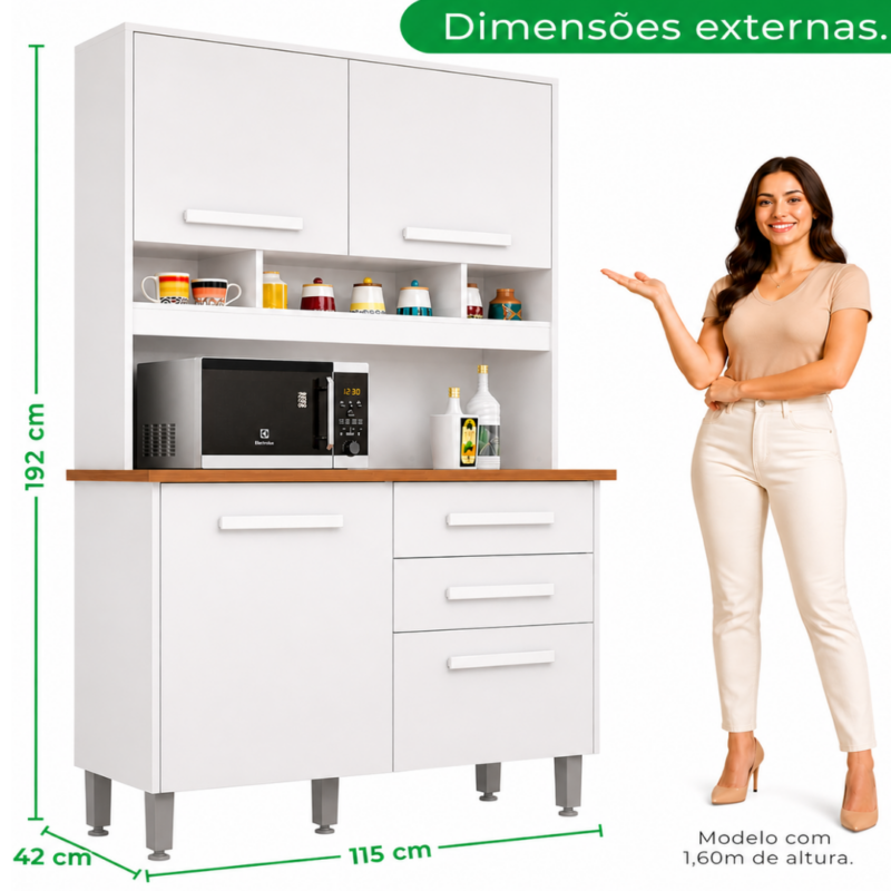 Alternative view of Armário de Cozinha Sofia Plus 4 Portas 2 Gavetas - Branco - Imop