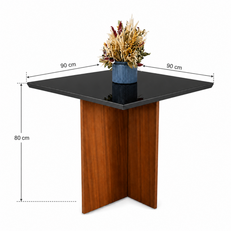 Alternative view of Mesa de Jantar Helo 90cmx90cm - Grafite Preto - Carvalho Decor