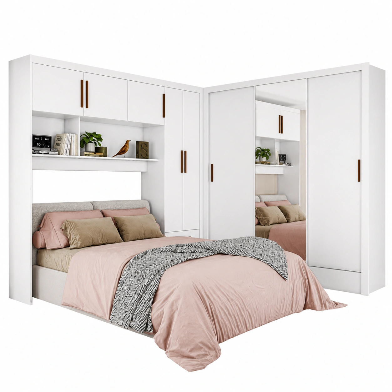 Guarda Roupa Modulado + Dubai Luxo 1 porta Espelho Carioca – Branco