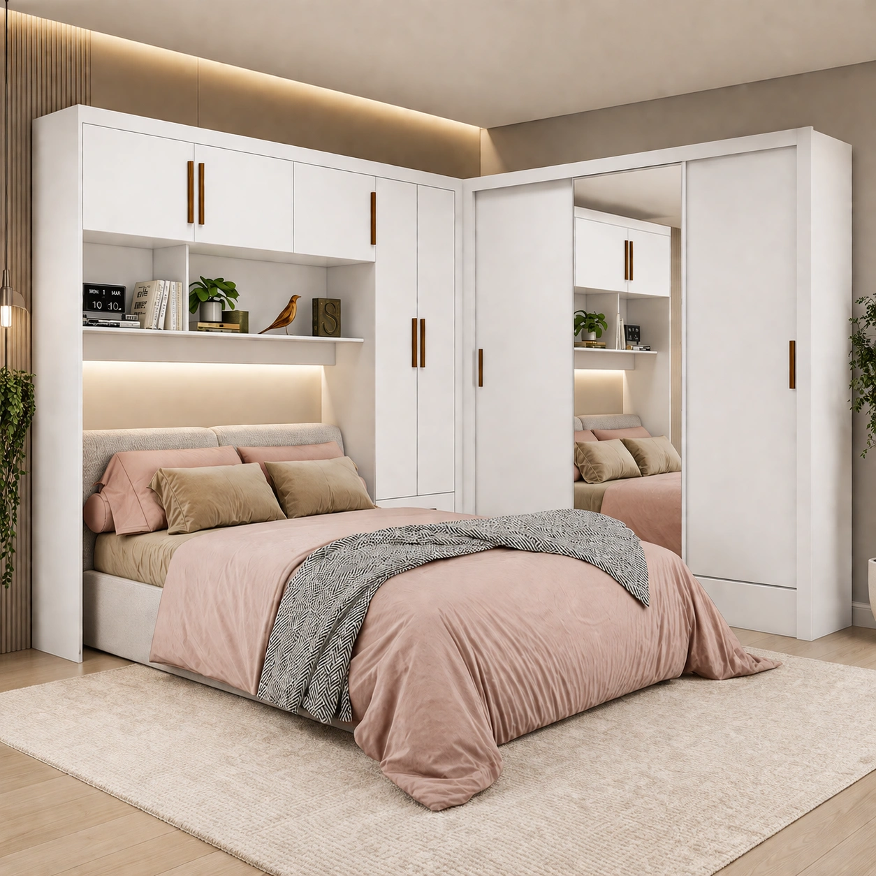 Guarda Roupa Modulado + Dubai Luxo 1 porta Espelho Carioca – Branco - Imagem 4