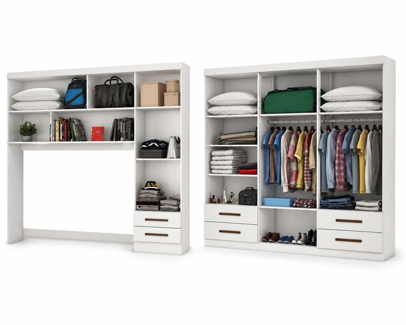 Guarda Roupa Modulado + Hercules Casal 6 portas Carioca - Branco - Imagem 2